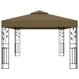 Berkfield Home Gazebo with Double Roof 3x4 m Taupe 180 g/m ² in Beige - thumbnail 3
