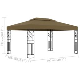 Berkfield Home Gazebo with Double Roof 3x4 m Taupe 180 g/m ² in Beige - thumbnail 6