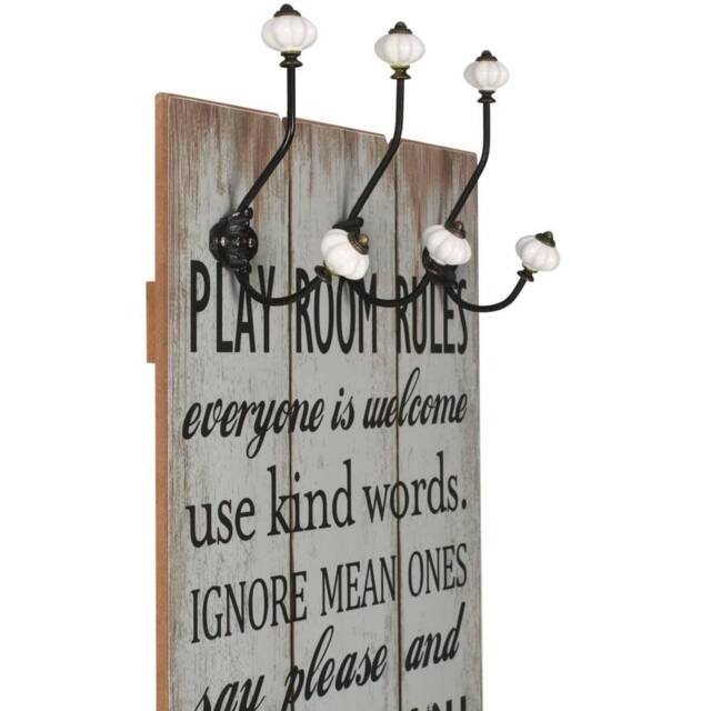 Berkfield Home Wall-mounted Coat Rack with 6 Hooks 120x40 cm THANK YOU - image 1