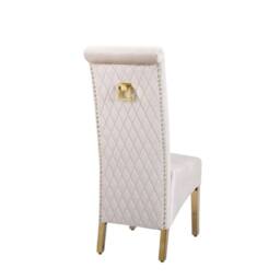 HOME LUXE INTERIOR Pair Of Sofia Beige & Gold Dining Chairs Ring Knocker - Size: 1 Seater - thumbnail 3