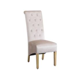 HOME LUXE INTERIOR Pair Of Sofia Beige & Gold Dining Chairs Ring Knocker - Size: 1 Seater - thumbnail 2