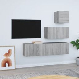 Berkfield Home 4 Piece TV Cabinet Set Grey Sonoma Engineered Wood - thumbnail 1