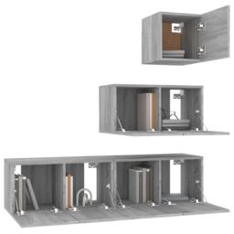 Berkfield Home 4 Piece TV Cabinet Set Grey Sonoma Engineered Wood - thumbnail 4
