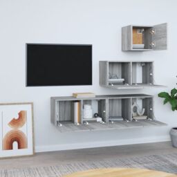 Berkfield Home 4 Piece TV Cabinet Set Grey Sonoma Engineered Wood - thumbnail 3