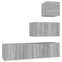 Berkfield Home 4 Piece TV Cabinet Set Grey Sonoma Engineered Wood - thumbnail 2