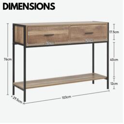 Rafaelo Mobilia Industrial Console Table With 2 Drawers & Storage Shelf in Natural - thumbnail 6