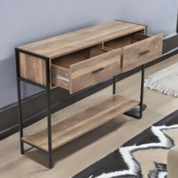 Rafaelo Mobilia Industrial Console Table With 2 Drawers & Storage Shelf in Natural - thumbnail 5