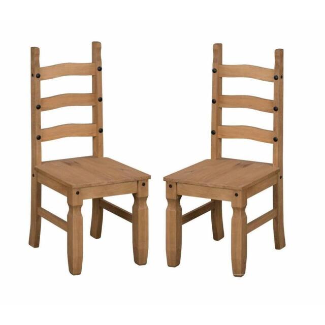 NESTLUNE 2Pcs Solid Pine Slat Back Dining Chairs Home Dining Set in Brown - Size: 100 cm x 100 cm - image 1