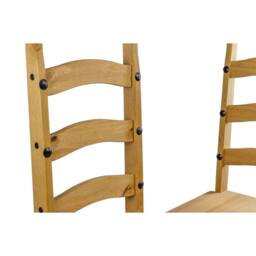 NESTLUNE 2Pcs Solid Pine Slat Back Dining Chairs Home Dining Set in Brown - Size: 100 cm x 100 cm - thumbnail 5