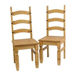 NESTLUNE 2Pcs Solid Pine Slat Back Dining Chairs Home Dining Set in Brown - Size: 100 cm x 100 cm - thumbnail 3