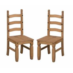 NESTLUNE 2Pcs Solid Pine Slat Back Dining Chairs Home Dining Set in Brown - Size: 100 cm x 100 cm