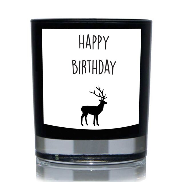 60 SECOND MAKEOVER Happy Birthday Deer Funny 20cl Candle in Black