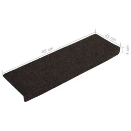 Berkfield Home Stair Mats 15 pcs Needle Punch 65x21x4 cm Dark Brown - Size: Medium - thumbnail 6
