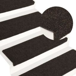 Berkfield Home Stair Mats 15 pcs Needle Punch 65x21x4 cm Dark Brown - Size: Medium - thumbnail 1