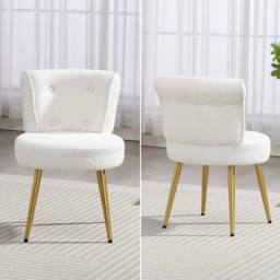 KORVIXA Plush Teddy Dressing Table Stool Bedroom Makeup Seat in White - Size: 100 cm x 100 cm - thumbnail 3
