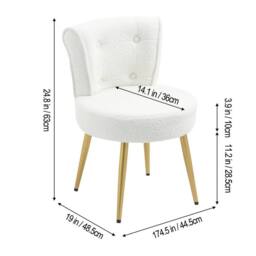 KORVIXA Plush Teddy Dressing Table Stool Bedroom Makeup Seat in White - Size: 100 cm x 100 cm - thumbnail 2