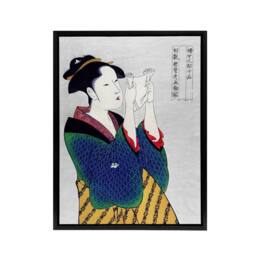 "Artery8 Woman Reading Letter Portrait Framed Canvas Wall Art Print Kitagawa - Size: W24"" x H32""" - thumbnail 1