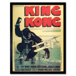 "Artery8 Film Movie King Kong Wray Armstrong French 12x16"" Framed Art Print in Beige - Size: W12"" x H16""" - thumbnail 1