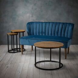 Lemon Pavilion Furniture Bella 2 Seater Sofa - Crushed Velvet - L68 x W130 x H79.5 cm - Blue - Size: 1 Pack - thumbnail 4