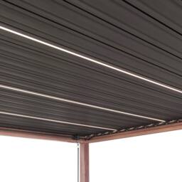 Monstershop Wood Effect Aluminium Pergola with LED Lights - 3m x 3m in Brown - thumbnail 8