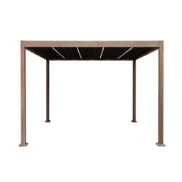 Monstershop Wood Effect Aluminium Pergola with LED Lights - 3m x 3m in Brown - thumbnail 2