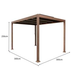 Monstershop Wood Effect Aluminium Pergola with LED Lights - 3m x 3m in Brown - thumbnail 5