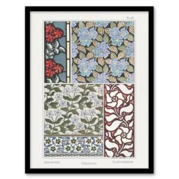 "Artery8 Periwinkle Flower Pattern Vintage Floral Framed Wall Art Print Verneuil in Blue - Size: W12"" x H16""" - thumbnail 1