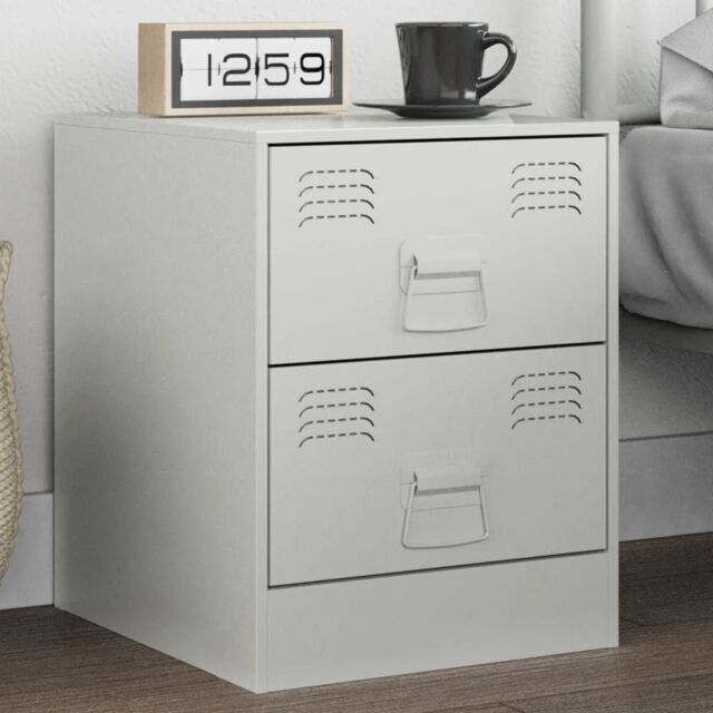 Berkfield Home Bedside Cabinet White 34.5x39x44 cm Steel - image 1