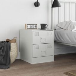 Berkfield Home Bedside Cabinet White 34.5x39x44 cm Steel - thumbnail 3