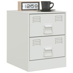 Berkfield Home Bedside Cabinet White 34.5x39x44 cm Steel - thumbnail 4