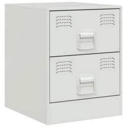 Berkfield Home Bedside Cabinet White 34.5x39x44 cm Steel - thumbnail 2
