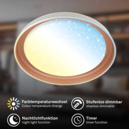 BRILONER Grey LED Ceiling Light Colour Changing Starry Sky Dimmable Remote 43cm - thumbnail 2
