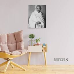 "Artery8 Political Activist Mohandas Gandhi Portrait Canvas Wall Art Print in Grey - Size: W18"" x H24""" - thumbnail 3