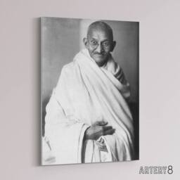 "Artery8 Political Activist Mohandas Gandhi Portrait Canvas Wall Art Print in Grey - Size: W18"" x H24""" - thumbnail 2