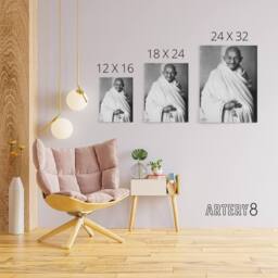 "Artery8 Political Activist Mohandas Gandhi Portrait Canvas Wall Art Print in Grey - Size: W18"" x H24""" - thumbnail 4