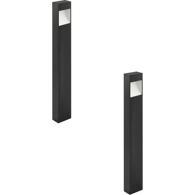Loops 2 PACK IP44 Outdoor Pedestal Light Anthracite Tall Square Post 10W LED - image 1