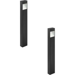 Loops 2 PACK IP44 Outdoor Pedestal Light Anthracite Tall Square Post 10W LED - thumbnail 1