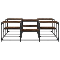 Berkfield Home Coffee Table Smoked Oak 121x121x40 cm Engineered Wood in Brown - Size: 121 x 121 x 40 cm - thumbnail 5