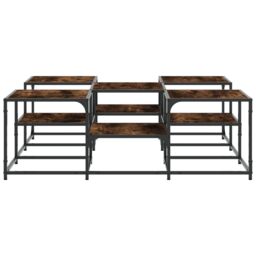 Berkfield Home Coffee Table Smoked Oak 121x121x40 cm Engineered Wood in Brown - Size: 121 x 121 x 40 cm - thumbnail 6
