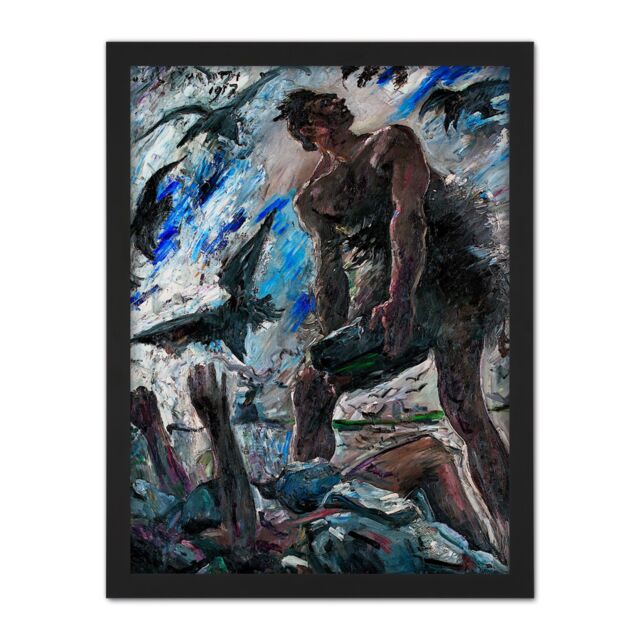 "Artery8 Wall Art Print Lovis Corinth Cain Abel Biblical Painting Large Framed Wall Décor Art in Black - Size: W18"" x H24""" - image 1