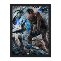 "Artery8 Wall Art Print Lovis Corinth Cain Abel Biblical Painting Large Framed Wall Décor Art in Black - Size: W18"" x H24""" - thumbnail 1