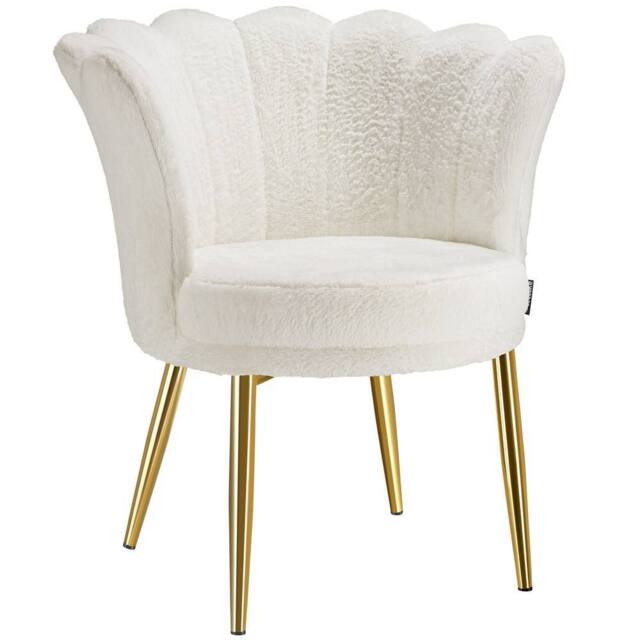 tectake Armchair Stella 1 - Faux Fur Cream/Gold in Cream - Size: 1 Pack - image 1