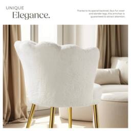 tectake Armchair Stella 1 - Faux Fur Cream/Gold in Cream - Size: 1 Pack - thumbnail 4
