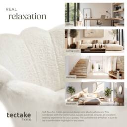 tectake Armchair Stella 1 - Faux Fur Cream/Gold in Cream - Size: 1 Pack - thumbnail 7