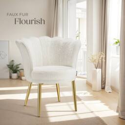 tectake Armchair Stella 1 - Faux Fur Cream/Gold in Cream - Size: 1 Pack - thumbnail 8