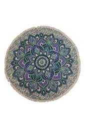 KDMD Small Mandala Roundie Cotton Wall Decor - Teal & Blue, 130cm in Blue - Size: Medium