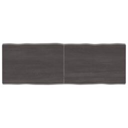 Berkfield Home Table Top Dark Grey 120x40x(2-4) cm Treated Solid Wood Live Edge in Brown