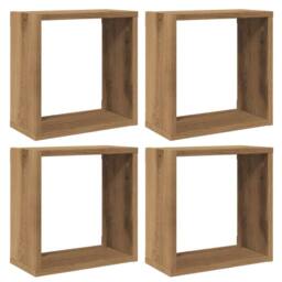 Berkfield Home Wall Cube Shelves 4 pcs Artisan Oak 30x15x30 cm Engineered Wood in Brown - Size: 30 x 15 x 30 cm - thumbnail 2