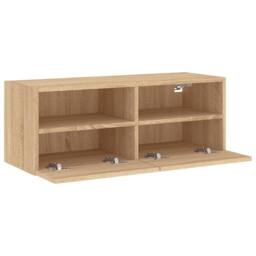 Berkfield Home TV Wall Cabinet Sonoma Oak 80x30x30 cm Engineered Wood in Natural - Size: 80 x 30 x 30 cm - thumbnail 7