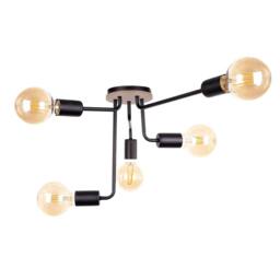Netlighting Nixon Multi Arm Semi Flush Ceiling Light Wood Black 50cm 5x E27
